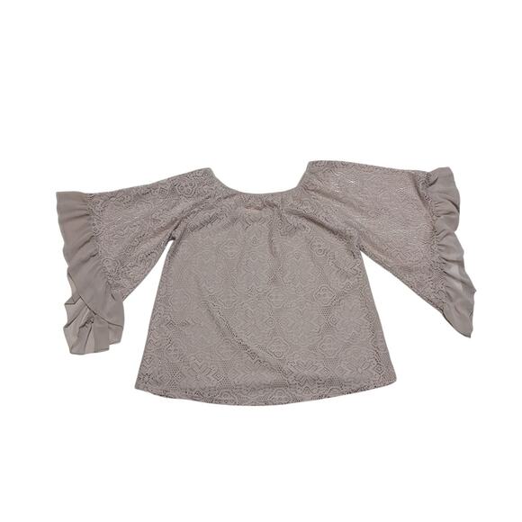 Scully Lace Ruffle Flare Sleeve Blouse Tan Brown Womens X-Large Southwestern - Picture 2 of 4